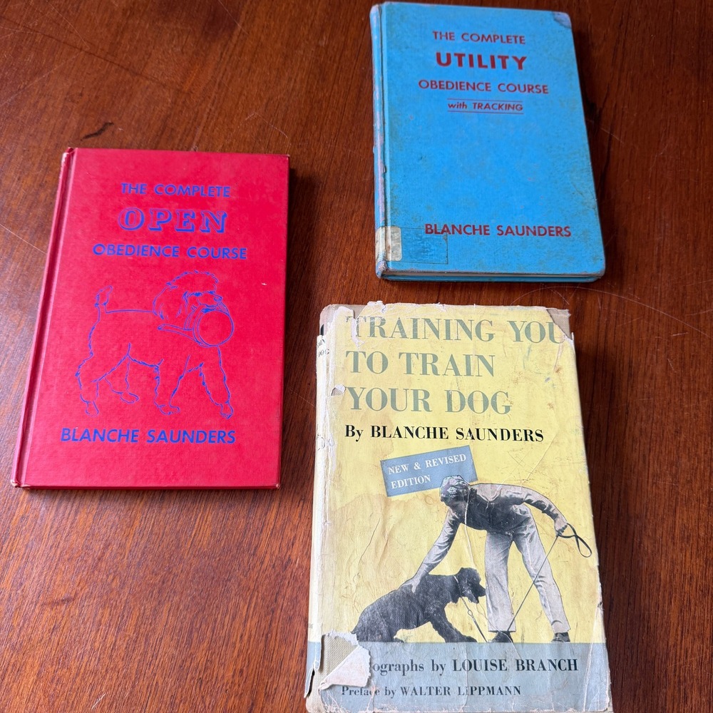 Blanche Saunders Vintage Dog Training Book Lot Obedience Tracking Mid Century